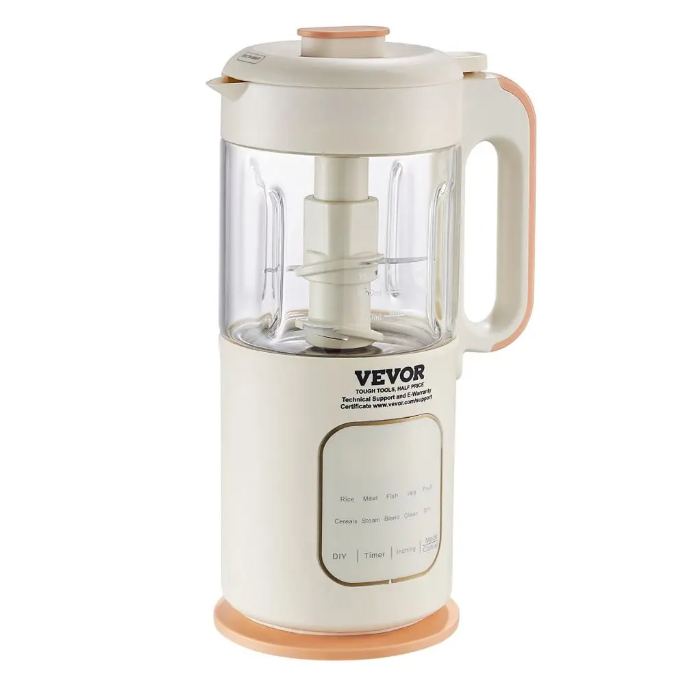 Baby Food Maker, 500W Baby Food Processor with 300 ml Glass Bowl, SUS304 Stainless Steel 4-Blade Baby Food Puree Blender