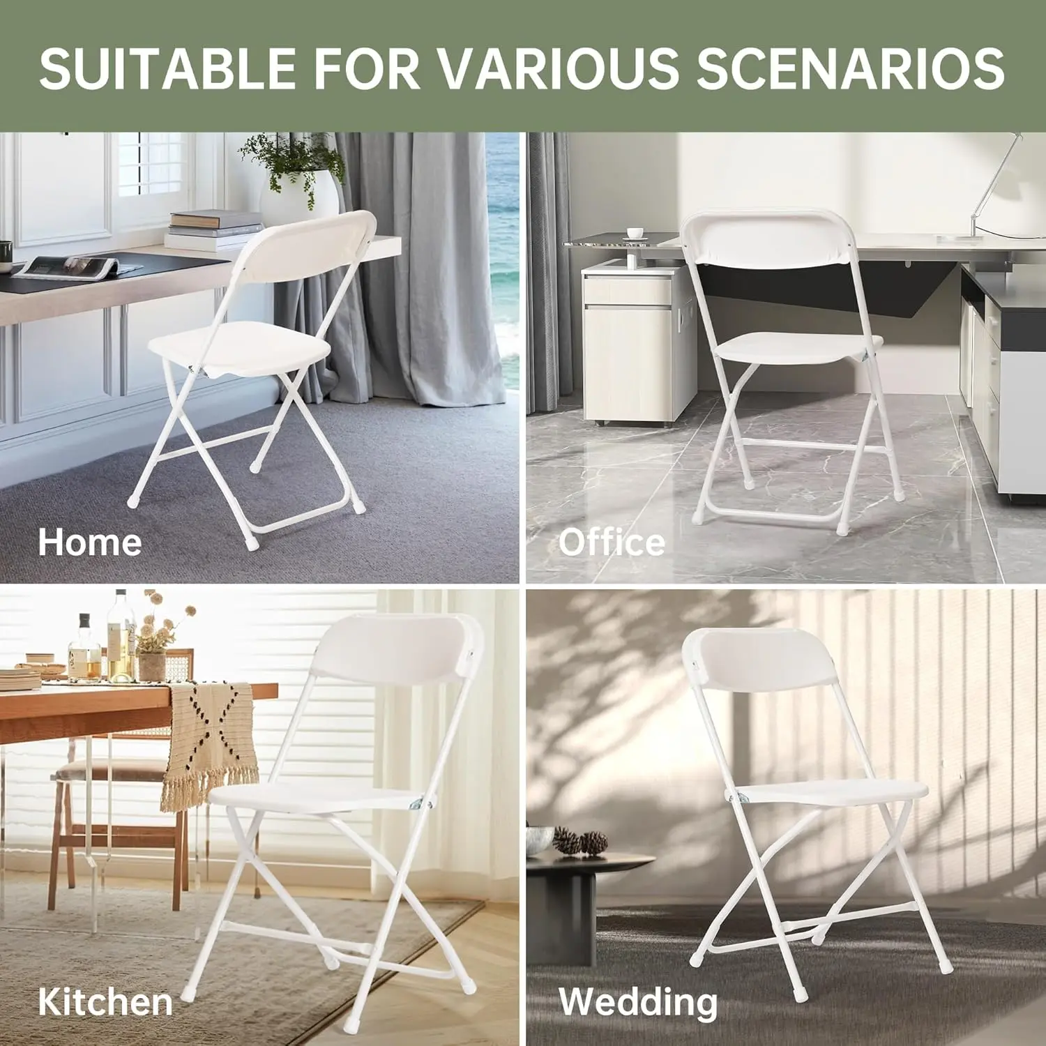 30 PCS Plastic Folding Chair, Portable Commercial Chair, 350 LB Capacity Premium Plastic Folding Chairs, Folding Chair