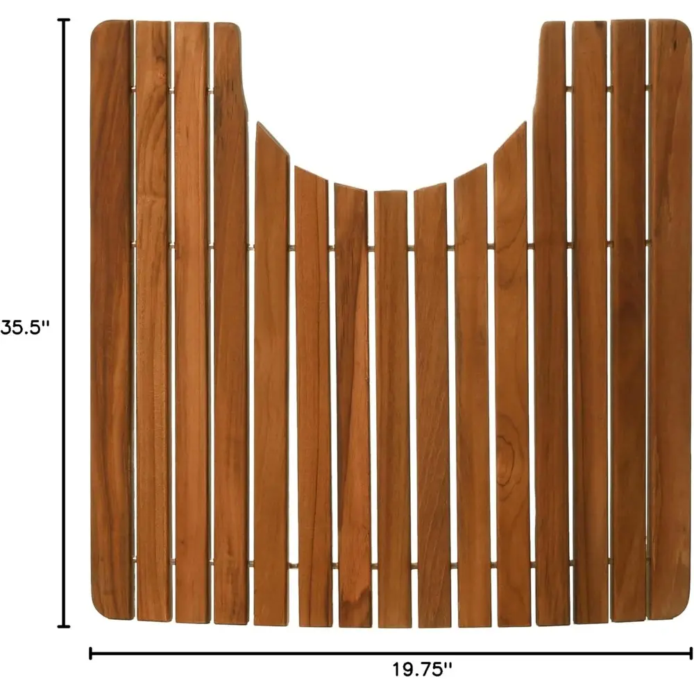 Giza Teak Shower Mat (35.5" x 19.75") and Peter Teak Toilet Mat (20" x 18")