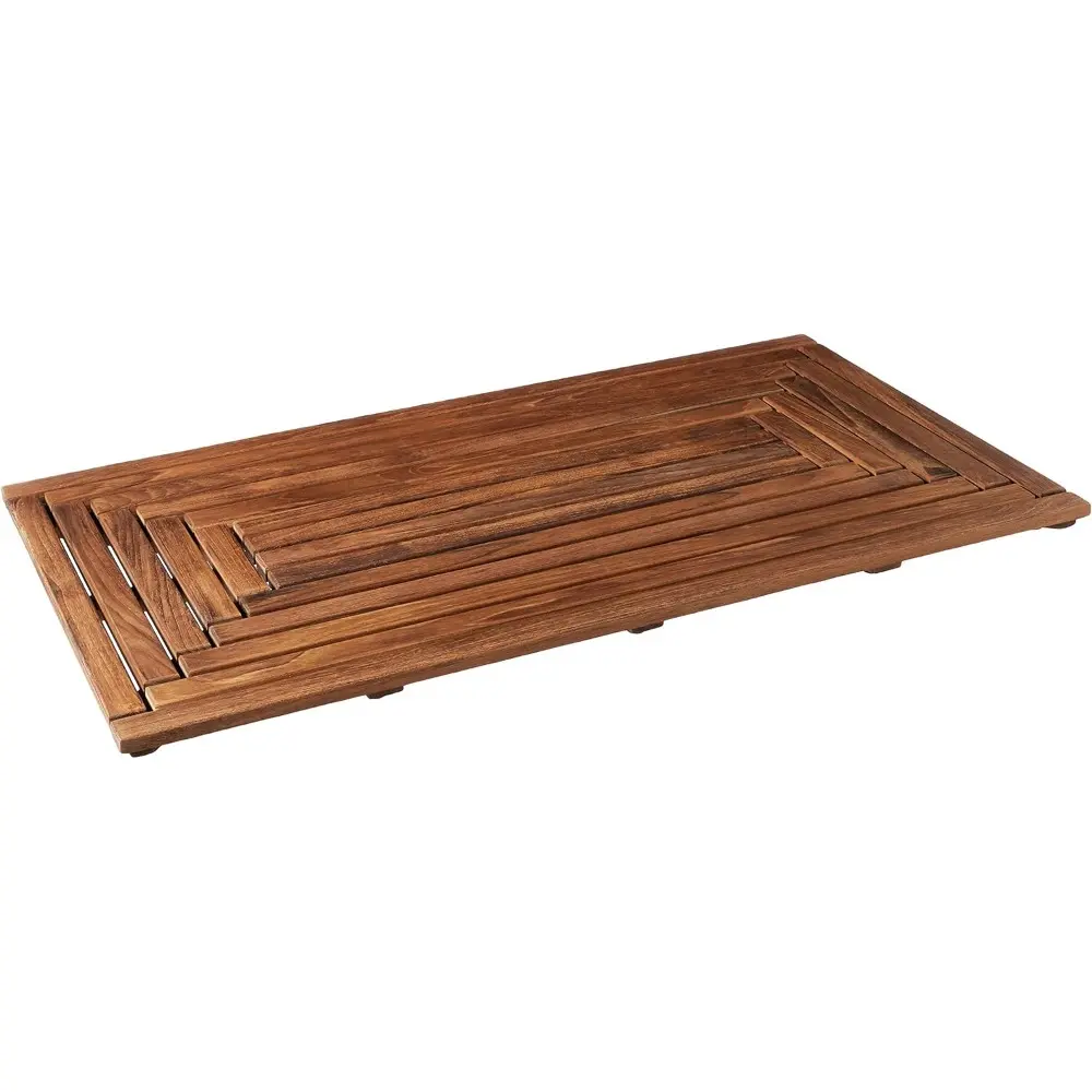 Giza Teak Shower Mat (35.5" x 19.75") and Peter Teak Toilet Mat (20" x 18")