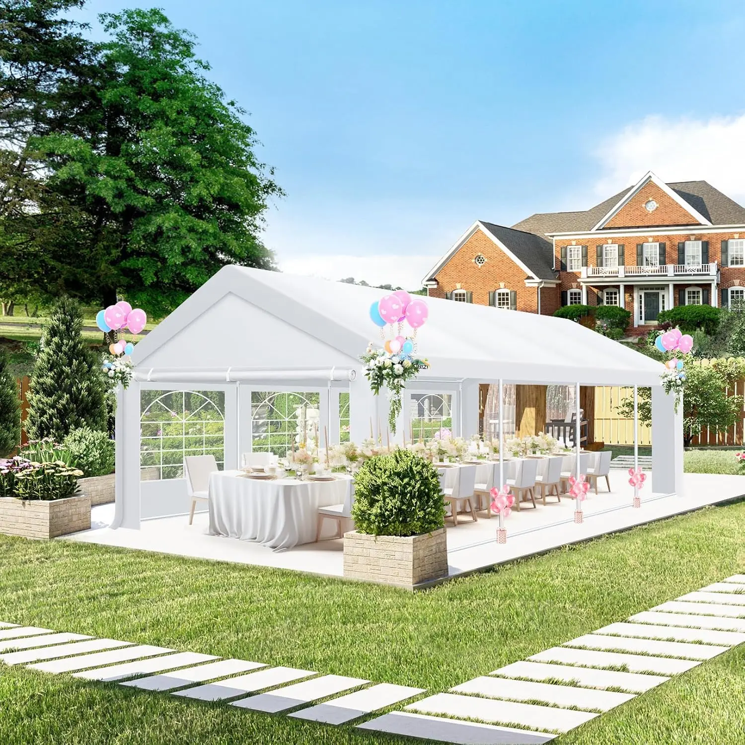 13x26 Party Tent Heavy Duty, 13x26 Tent with Removable Sidewalls & Built-in Sandbags, Wedding Tent, Easy to Set up, UV 50+