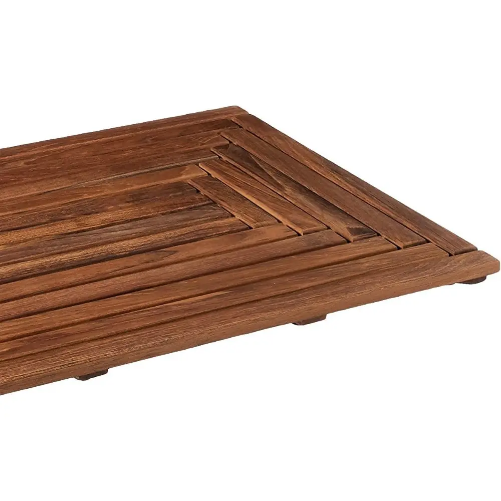 Giza Teak Shower Mat (35.5" x 19.75") and Peter Teak Toilet Mat (20" x 18")
