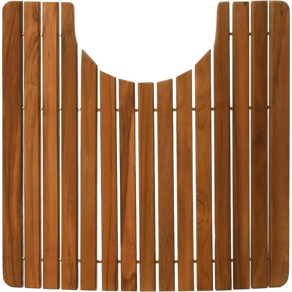 Giza Teak Shower Mat (35.5" x 19.75") and Peter Teak Toilet Mat (20" x 18")