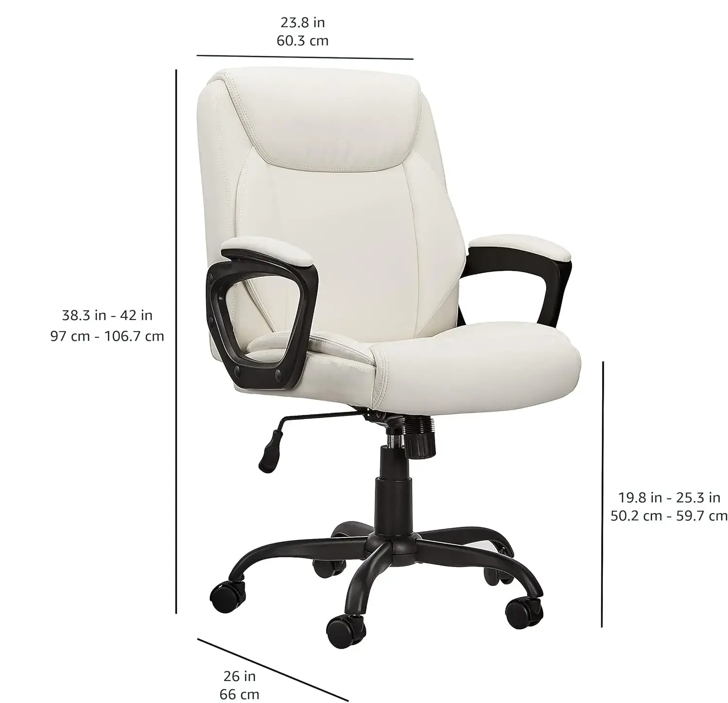 Classic Puresoft PU-Padded Mid-Back Office Computer Desk Chair with Armrest - Cream