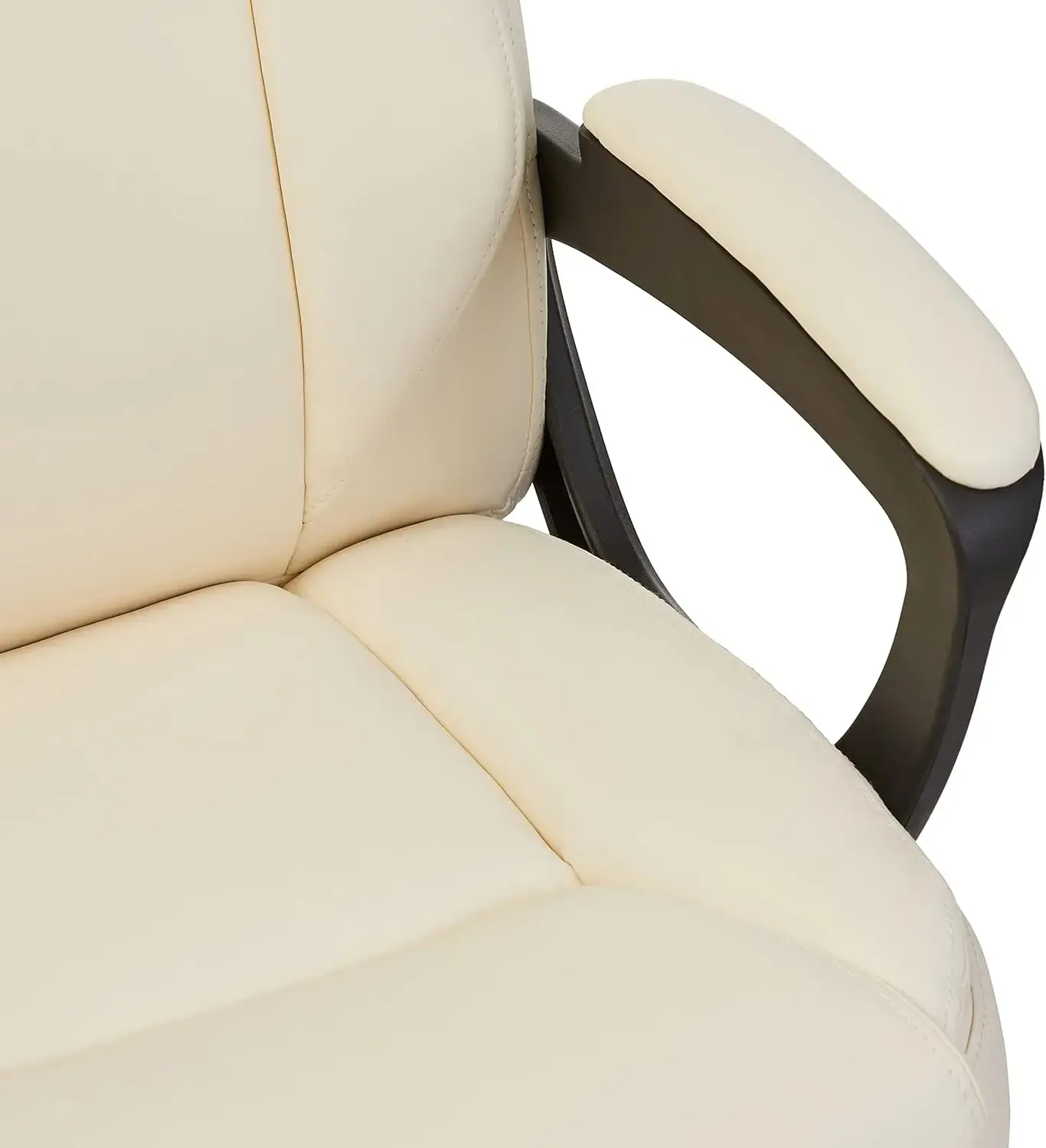 Classic Puresoft PU-Padded Mid-Back Office Computer Desk Chair with Armrest - Cream