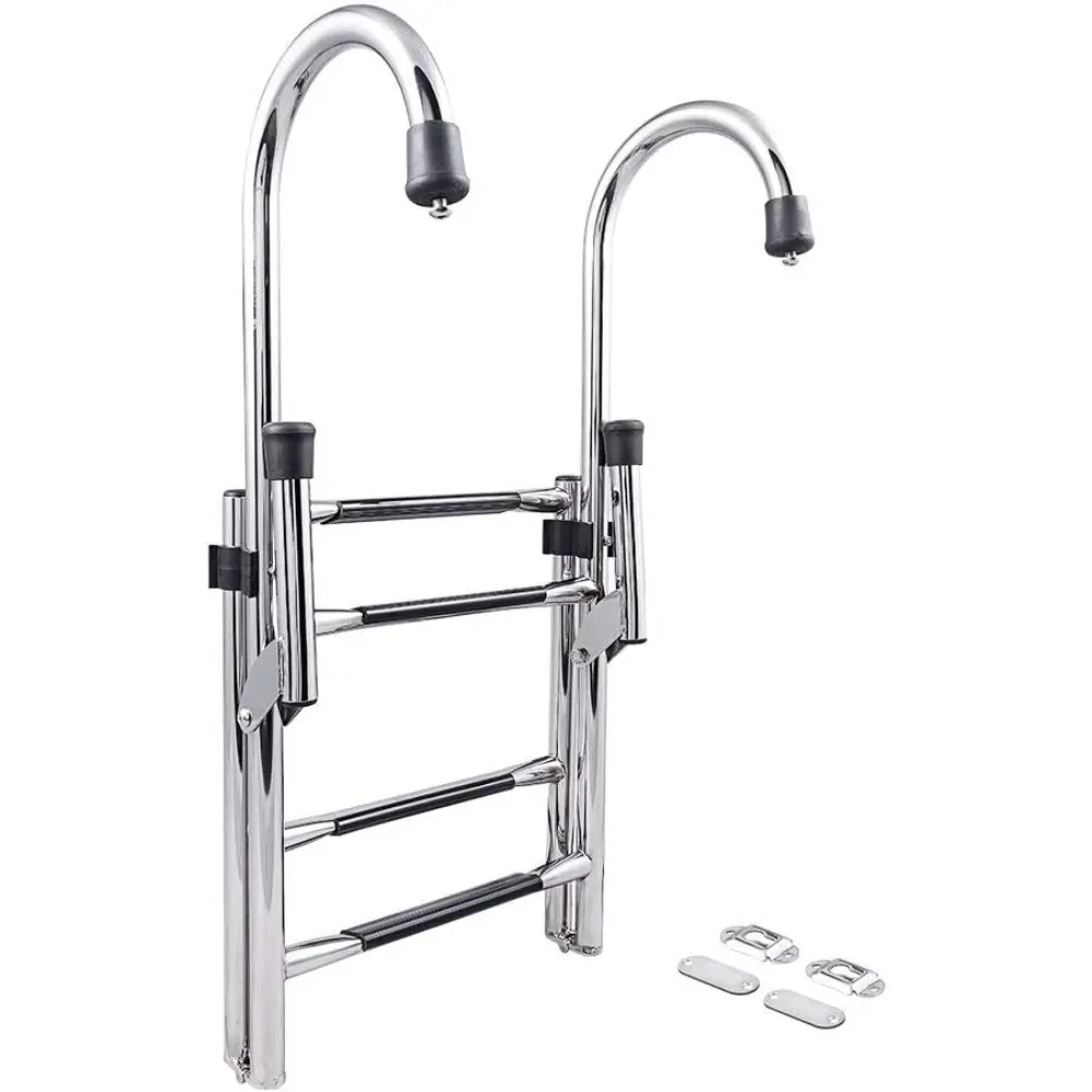 - B00367 5-Step Gunwale-Mounted Removable Ladder | Marine 304 Stainless Steel Heavy-Duty Boarding Ladder | Corrosion-Resistant