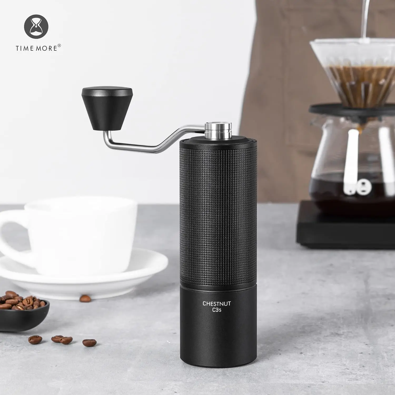 Chestnut C3S Manual Coffee Grinder, Hand Coffee Grinder with Adjustable Grind Setting, Stainless Steel S2C Conical Burr Coffee