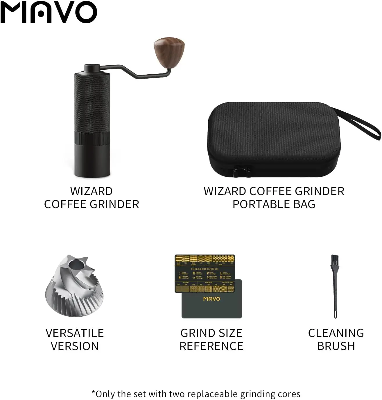 Manual Coffee Grinder, Wizard Hand Coffee Grinder, Capacity 25g with CNC Stainless Steel Pentagon Conical Burr, Adjustable