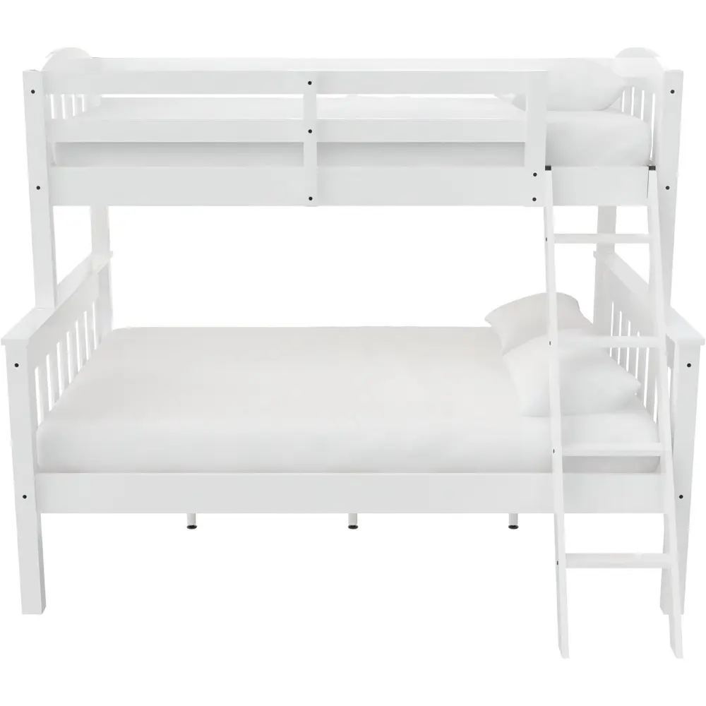 DHP Airlie Twin over Full Bunk Bed, White, Wood Construction, Converts to Twin/Full, 4-Step Ladder, Guard Rails