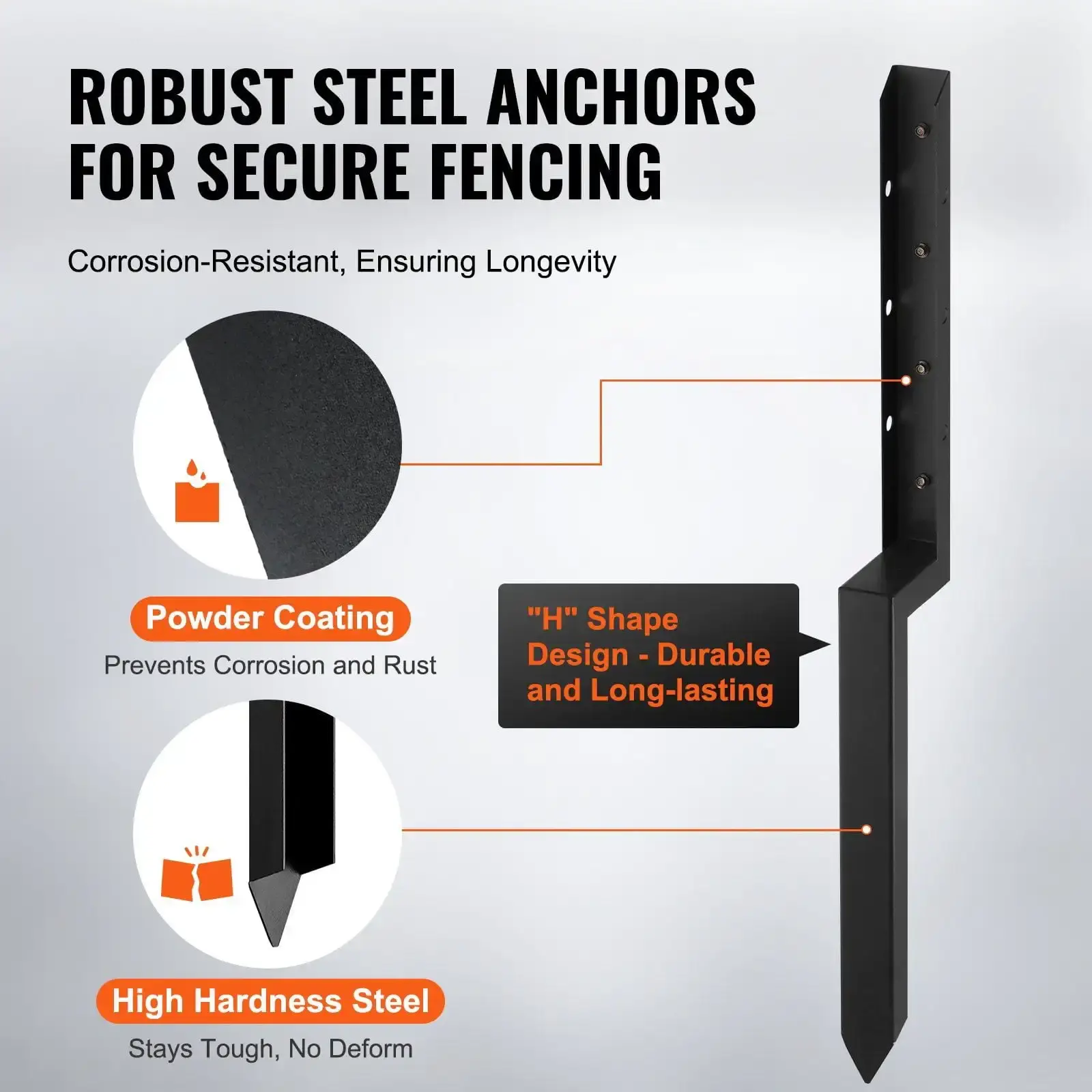 Fence Post Anchor Repair Kit, 2 Pack Inner Diameter 2 x2 Inches Heavy Duty Steel Fence Post Support Stakes