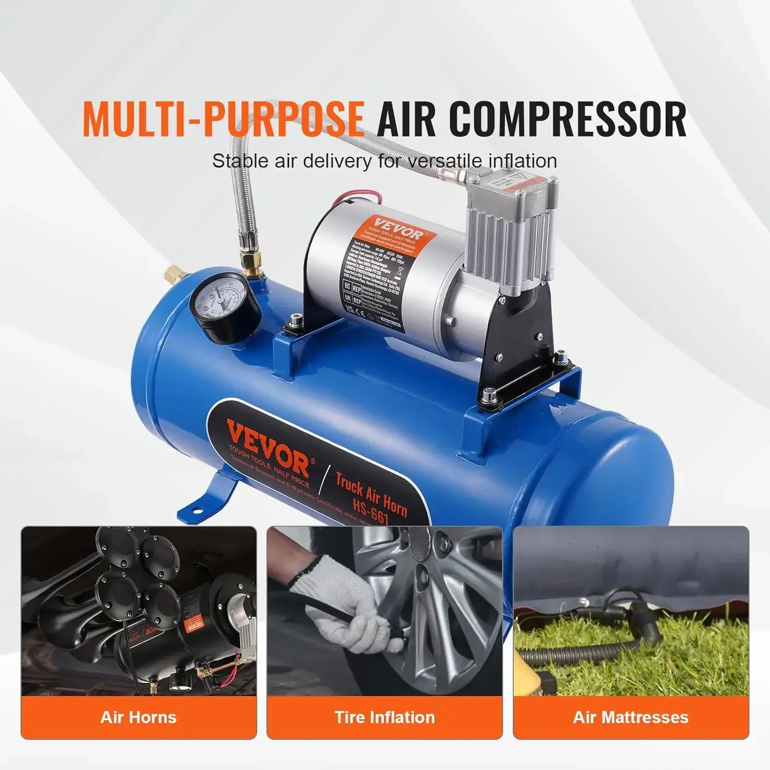12V Air Compressor with Tank 1.6 Gallon/6 L, Train Horn Air Compressor