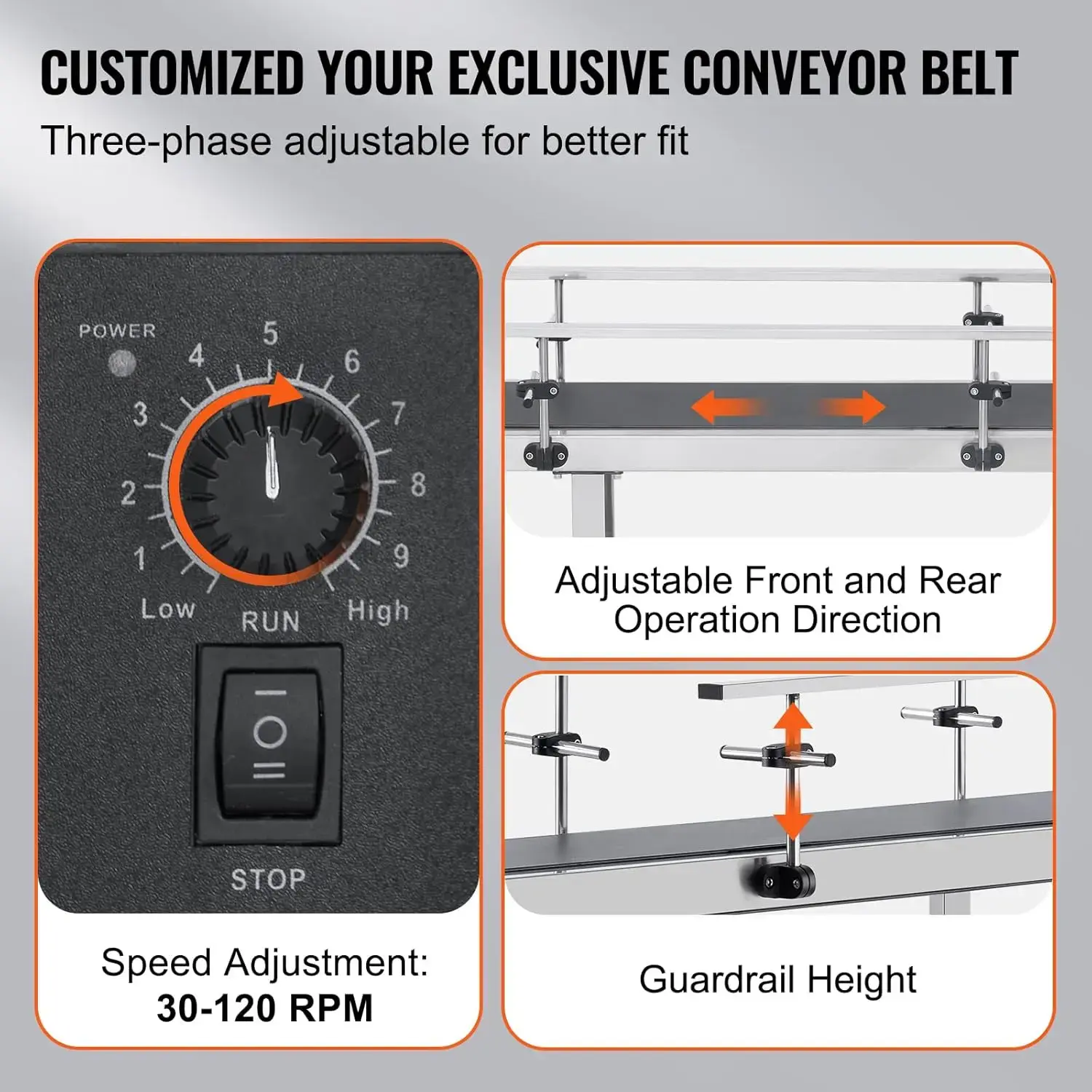 Belt Conveyor, 59 x 23.6 inch Conveyor Table, Heavy Duty Stainless Steel Motorized Belt Conveyor