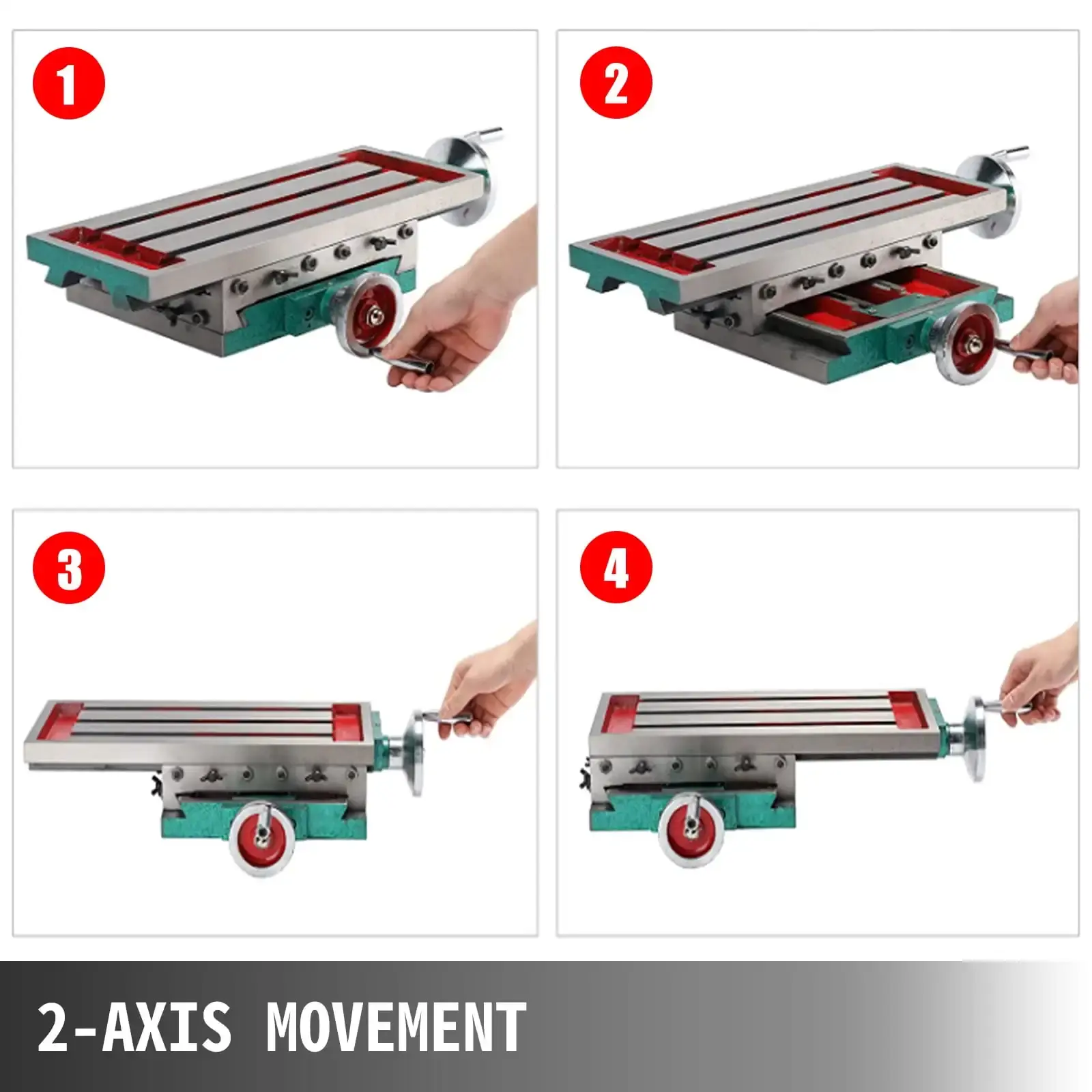 Milling Working Table 17.7 X 6.7 inch, Compound Milling Machine Work Table 2 Axis 4 Ways Move