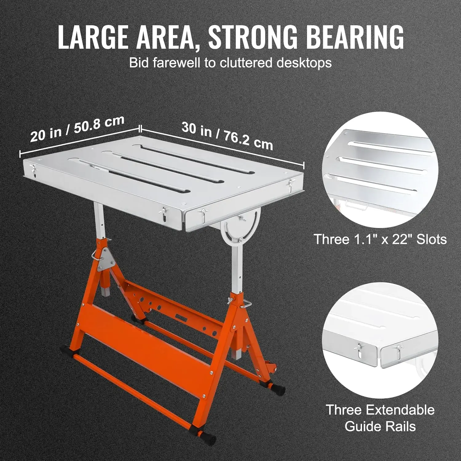 Welding Table Foldable 30"x20", Welding Workbench Table 400lbs Load Capacity Steel on Wheels