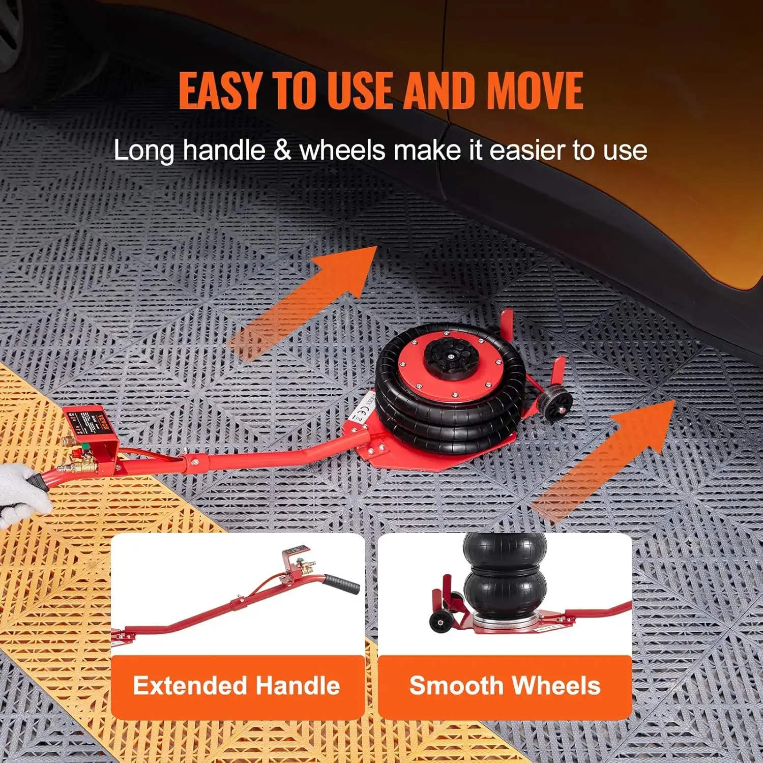 VEVOR Air Jack, 3 Ton/6600 lbs Triple Bag Air Jack, Airbag Jack with Six Steel Pipes, Lift up to 17.7 inch/450 mm