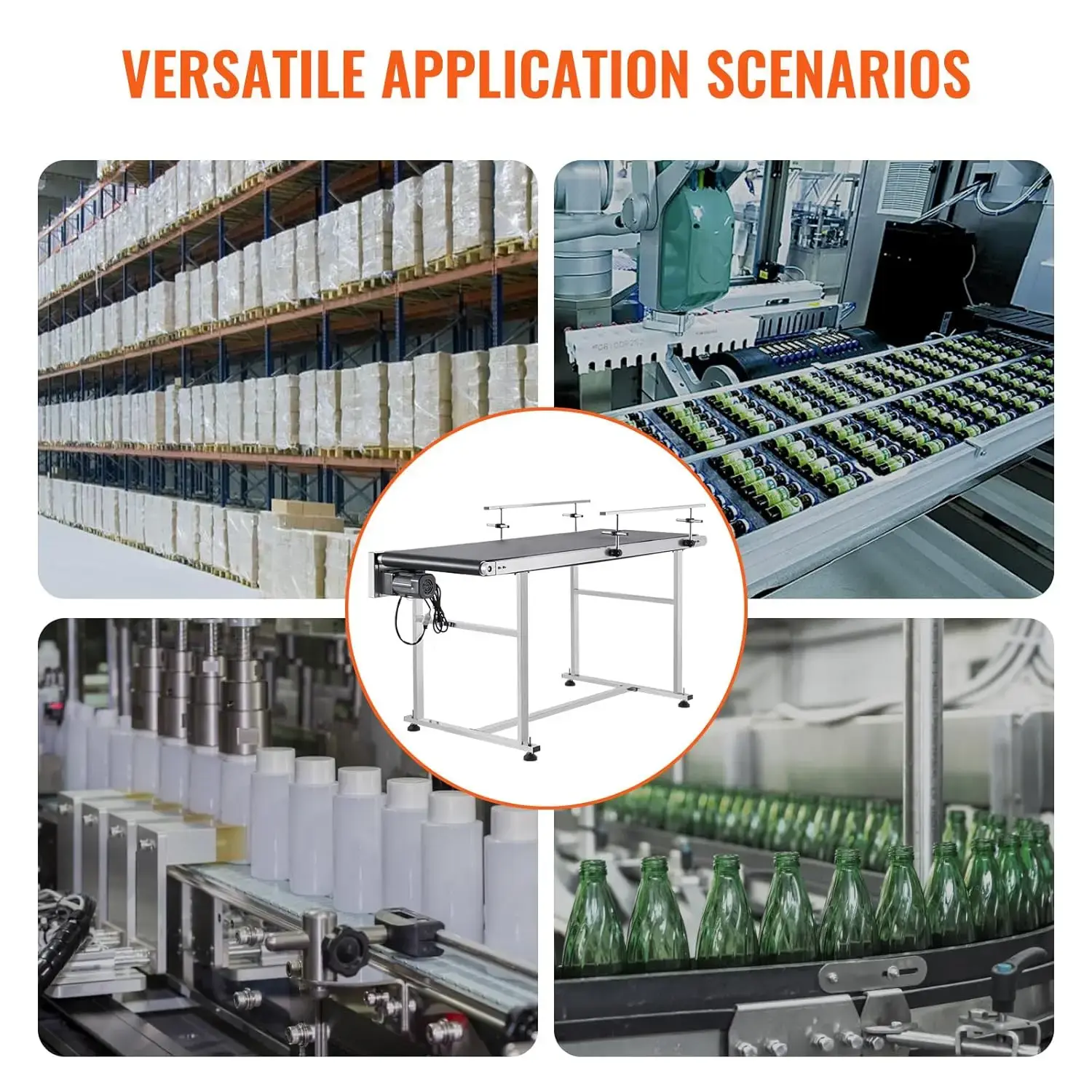 Belt Conveyor, 59 x 23.6 inch Conveyor Table, Heavy Duty Stainless Steel Motorized Belt Conveyor