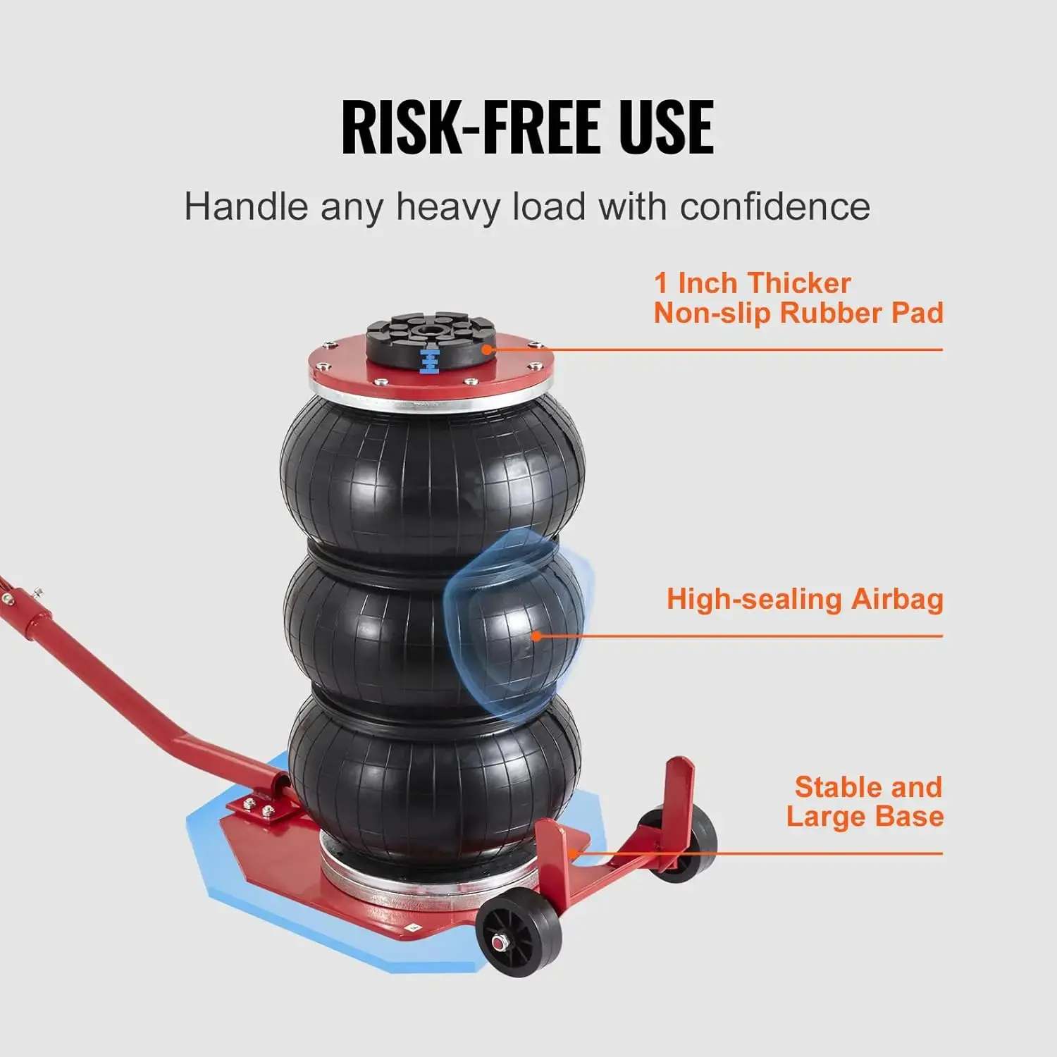 VEVOR Air Jack, 3 Ton/6600 lbs Triple Bag Air Jack, Airbag Jack with Six Steel Pipes, Lift up to 17.7 inch/450 mm