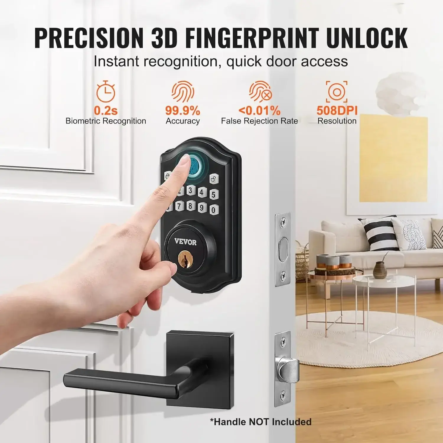 Fingerprint Door Lock, Keyless Entry Door Lock with Fingerprint/Keypad Code/Key