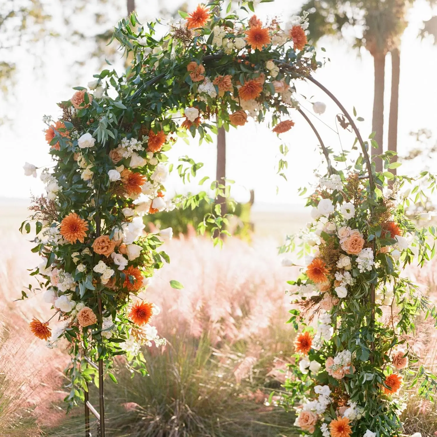 Metal Pergola Arbor, Outdoor Flower Garden Arch Trellis, Steel Garden Arbor for Climbing Plants, 7'8" H x 4'5" W