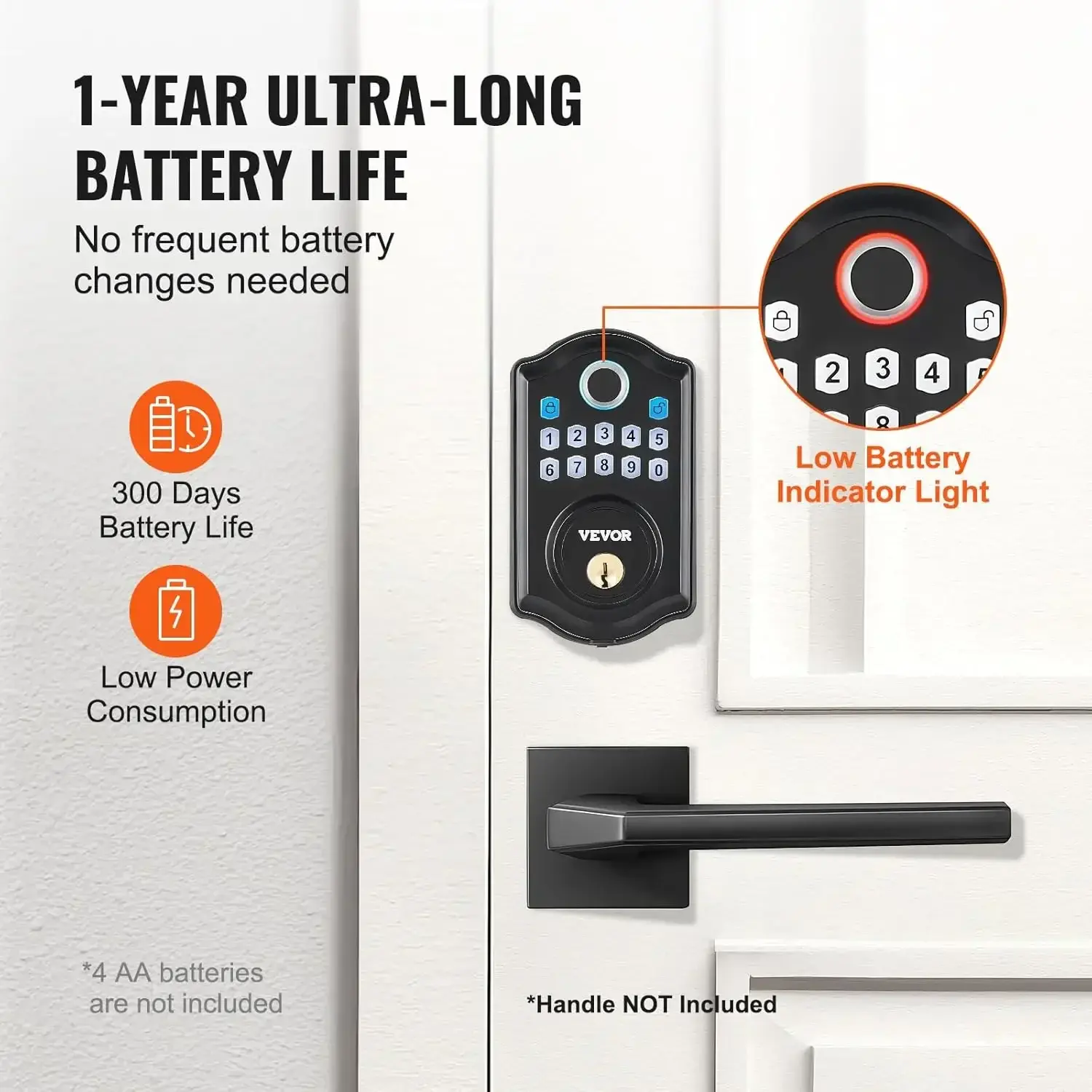 Fingerprint Door Lock, Keyless Entry Door Lock with Fingerprint/Keypad Code/Key