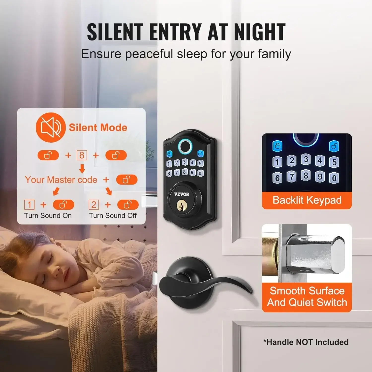 Fingerprint Door Lock, Keyless Entry Door Lock with Fingerprint/Keypad Code/Key