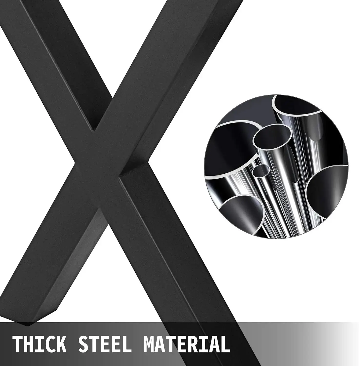 Set of 2 Steel Table Legs, 28''Height 24''Wide Dining Table Legs, Heavy Duty 3.1" Square Box Section X Frame Table Legs