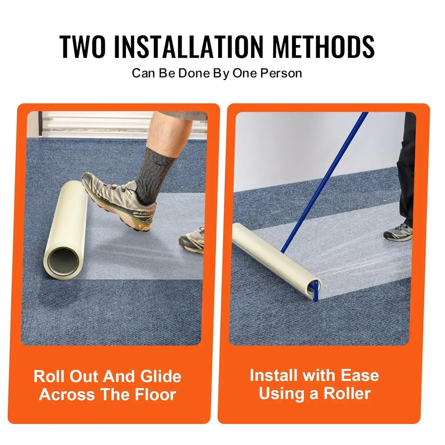 Carpet Protection Film, 24" x 100' Floor and Surface Shield, Polyethylene Adhesive Car Mat Protection Film Roll