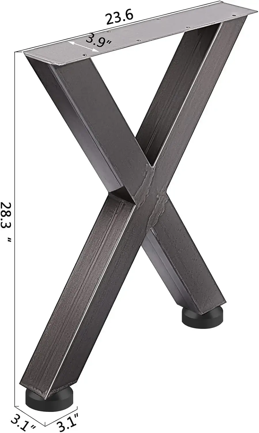 Set of 2 Steel Table Legs, 28''Height 24''Wide Dining Table Legs, Heavy Duty 3.1" Square Box Section X Frame Table