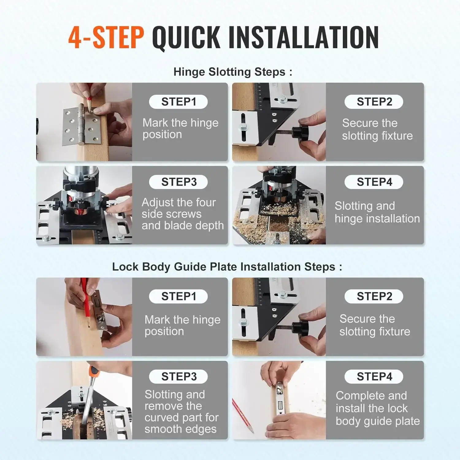 Door Hinge Jig, Aluminum Alloy Woodworking Hole Opener, Slotting Locator, Flexible Wooden Door Hinge Hole Guide