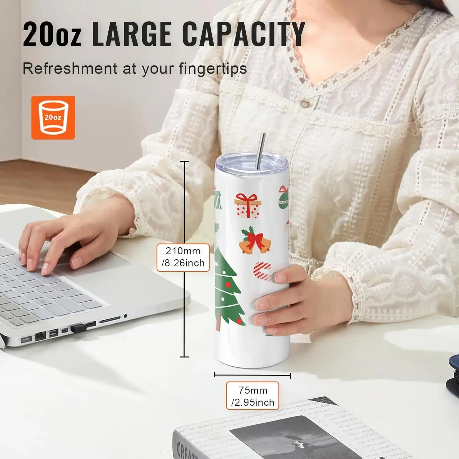 24 Pack Sublimation Tumblers 20oz Skinny Straight, Stainless Steel Sublimation Tumblers Blank