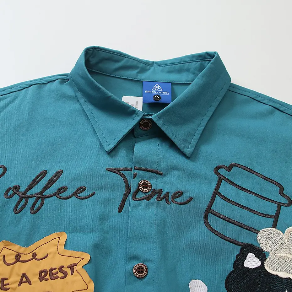 Funny Cats Splicing Shirts Japanese Harajuku Oversized Shirts Long Sleeve Button Up Blouse Casual Loose Shirts