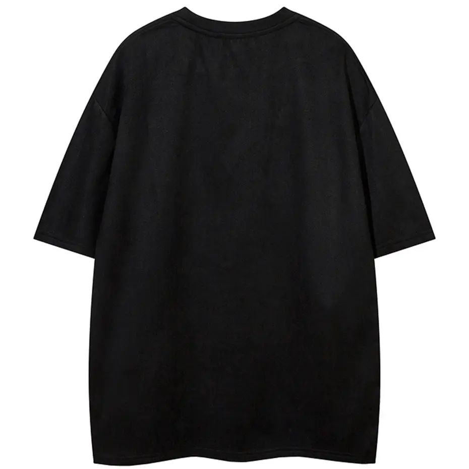Skeleton Graphic T Shirt Men Vintage Suede Tee Tops Summer Casual Loose Tshirt Streetwear Harajuku Hip Hop Oversized T-shirts