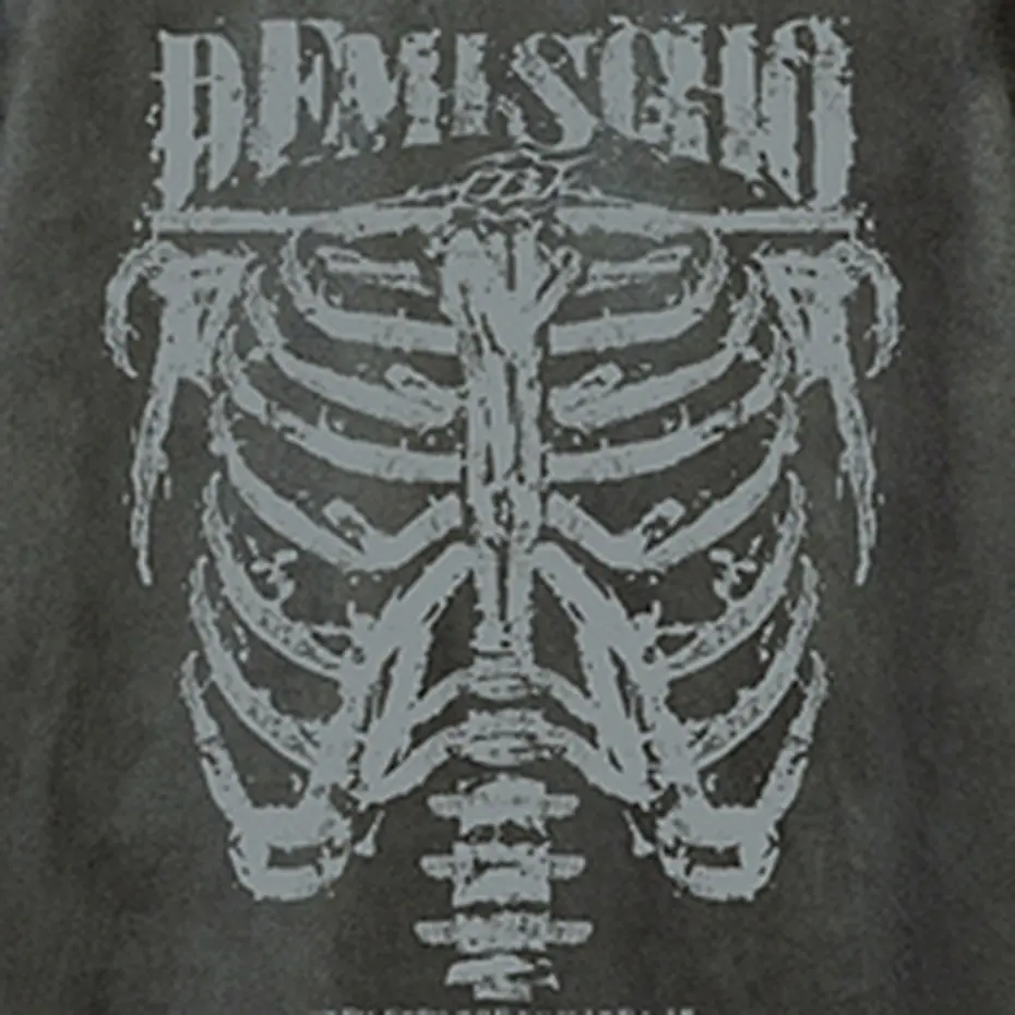 Skeleton Graphic T Shirt Men Vintage Suede Tee Tops Summer Casual Loose Tshirt Streetwear Harajuku Hip Hop Oversized T-shirts