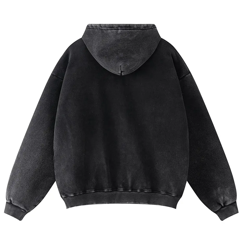 Vintage Striped Hoodies Thicken Fleece Pullover Fall Winter Loose Casual Hoodie Men Washed Black Sweatshirts Hoodie