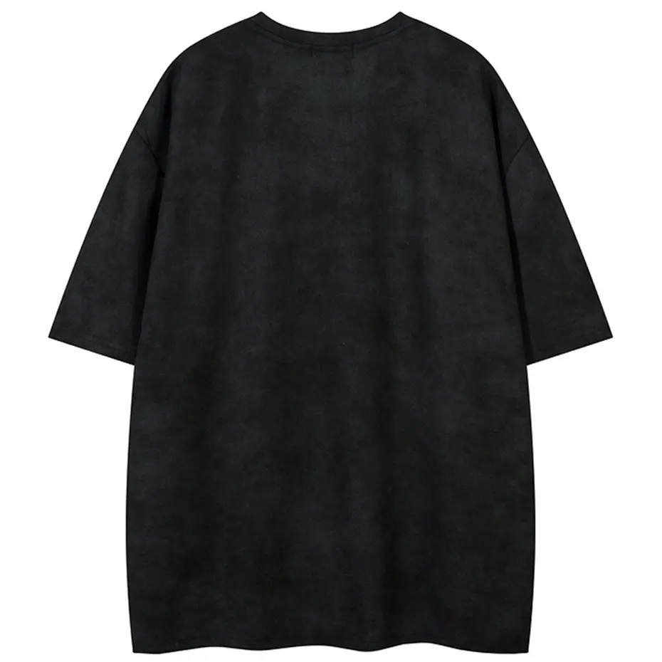Streetwear Hip Hop Men T Shirt Graphic Printed Vintage Suede Tee Tops Harajuku Oversized T-shirt