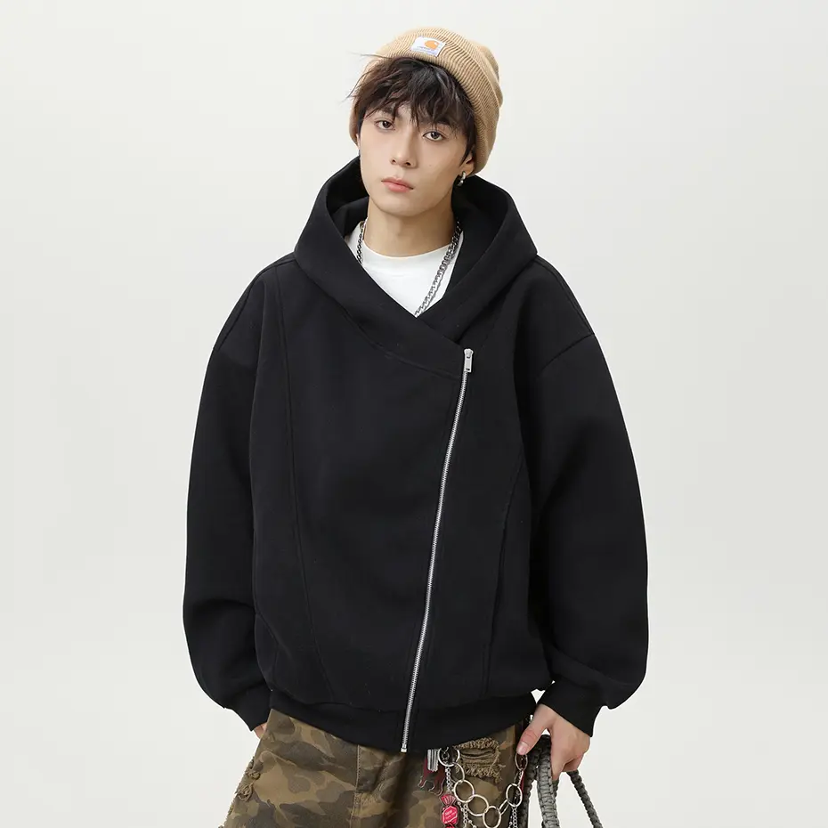 Korean Fashion Hoodies Solid Loose Casual Hooded Sweatshirts Jacket Men Streetwear Harajuku Hip Hop Oversized Hoodies