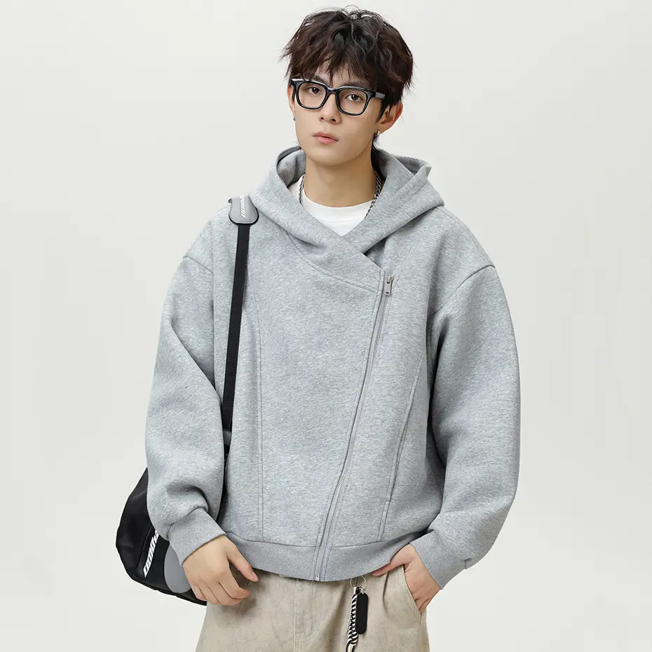 Korean Fashion Hoodies Solid Loose Casual Hooded Sweatshirts Jacket Men Streetwear Harajuku Hip Hop Oversized Hoodies