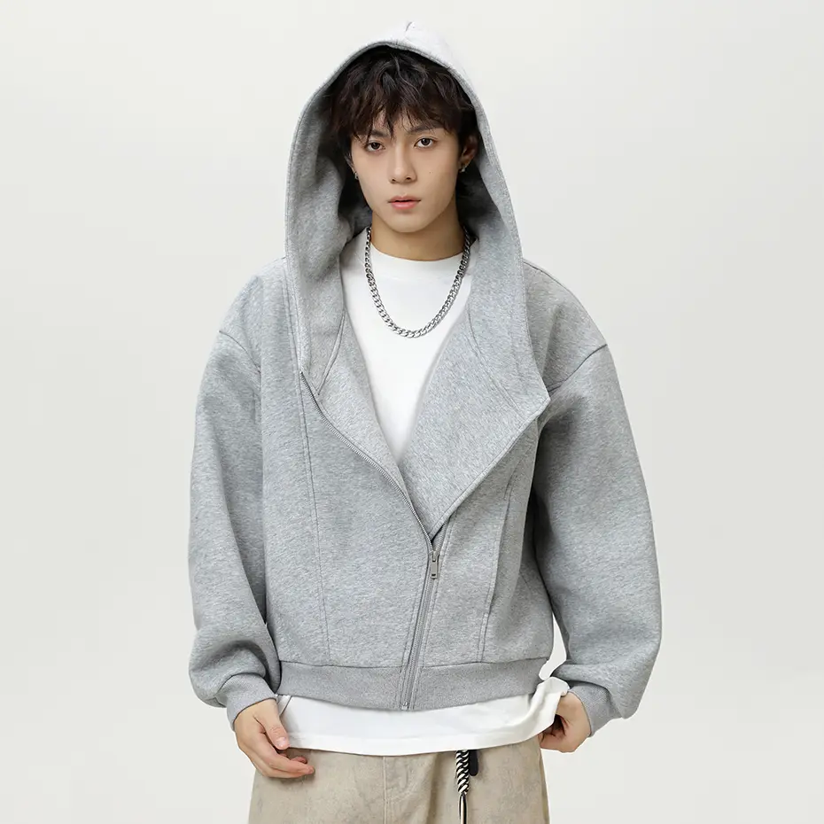 Korean Fashion Hoodies Solid Loose Casual Hooded Sweatshirts Jacket Men Streetwear Harajuku Hip Hop Oversized Hoodies