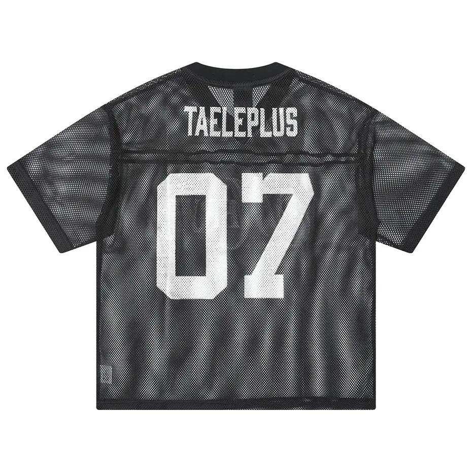 Hollow Out Sports T Shirt Harajuku Hip Hop Streetwear Oversized T-shirt Men Summer Casual Loose Tee Tops Black White