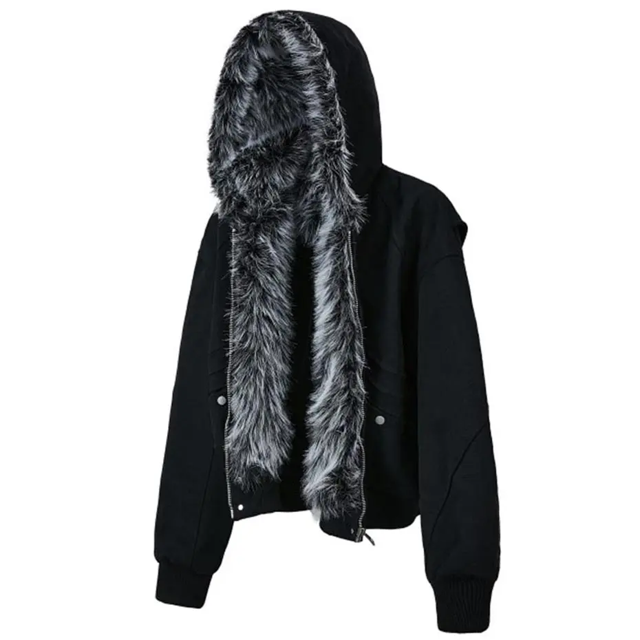 Men Winter Jackets Padded Coats Plush Warm Parkas Fur Collar Bubble Coats Streetwear Harajuku Oversized Jackets