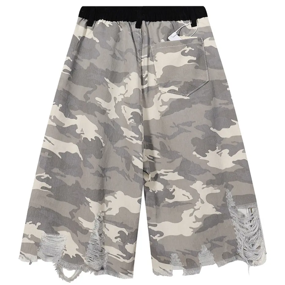 Camouflage Denim Shorts Men's Summer Wide Leg Loose Shorts Streetwear Harajuku Hip Hop Shorts