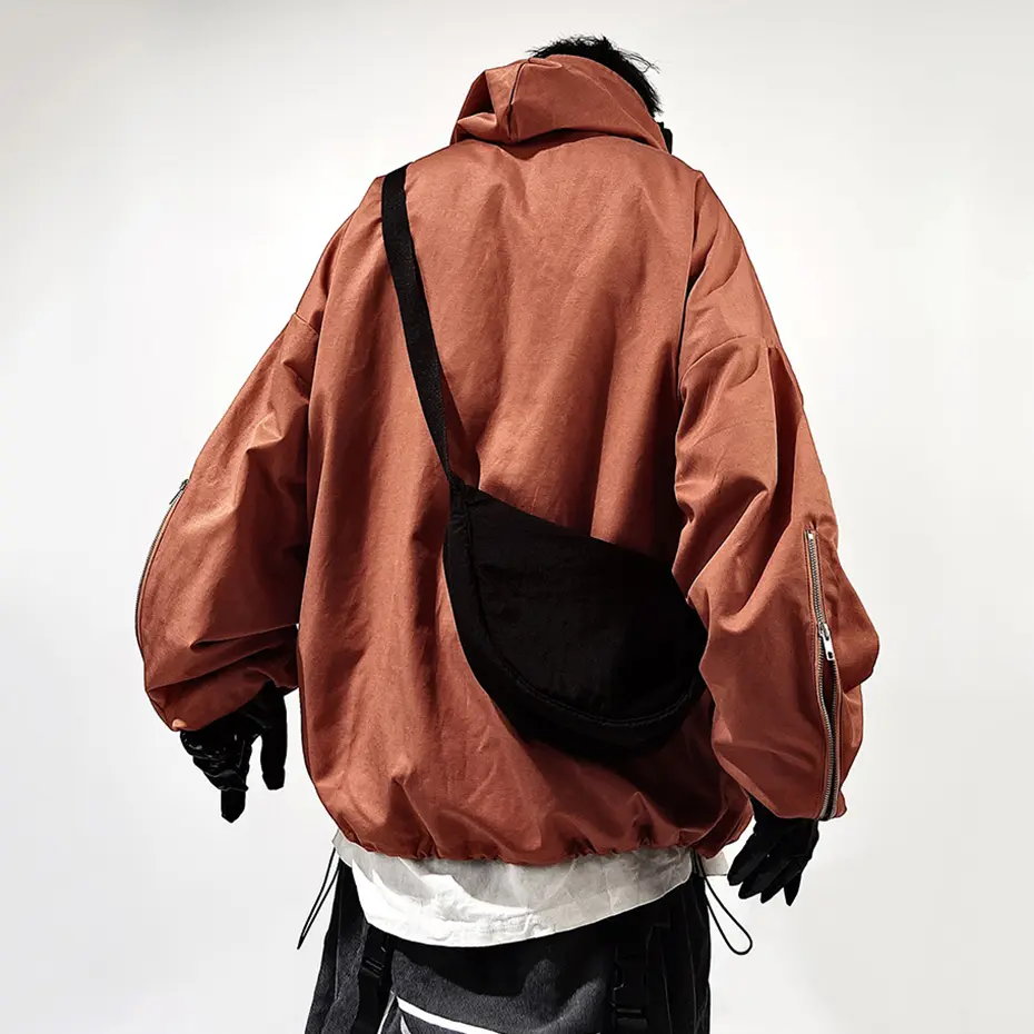 Fashion Techwear Jackets Hooded Cargo Coat Zipper Pockets Pullover Men's Jacket Hip Hop Harajuku Streetwear Oversized Man Jacket