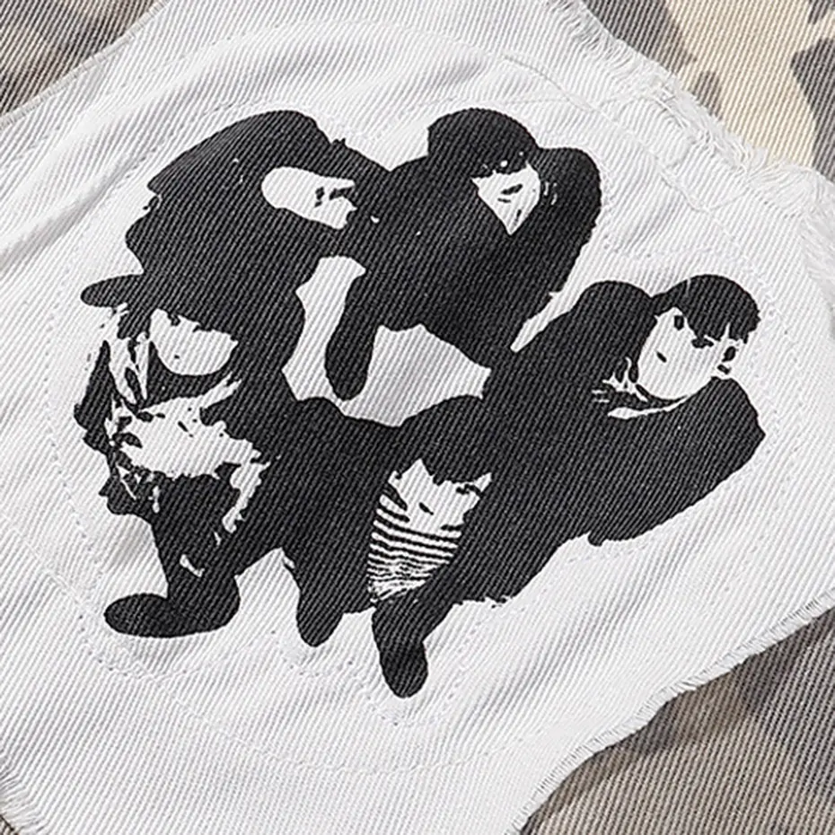 Camouflage Denim Shorts Men's Summer Wide Leg Loose Shorts Streetwear Harajuku Hip Hop Shorts