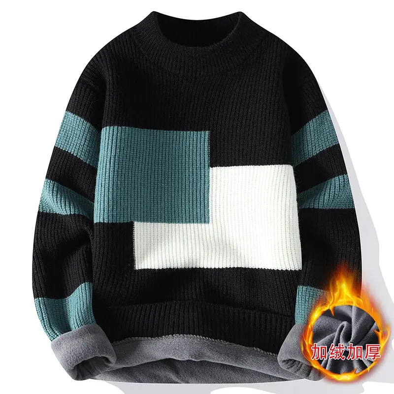 Men Turtlenecks Sweaters New Winter Man Fleece Warm Knitted Pullovers Man Casual Sweaters Good Quality Male Pullovers Size 4XL