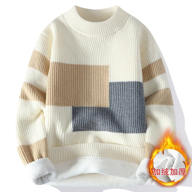 Men Turtlenecks Sweaters New Winter Man Fleece Warm Knitted Pullovers Man Casual Sweaters Good Quality Male Pullovers Size 4XL