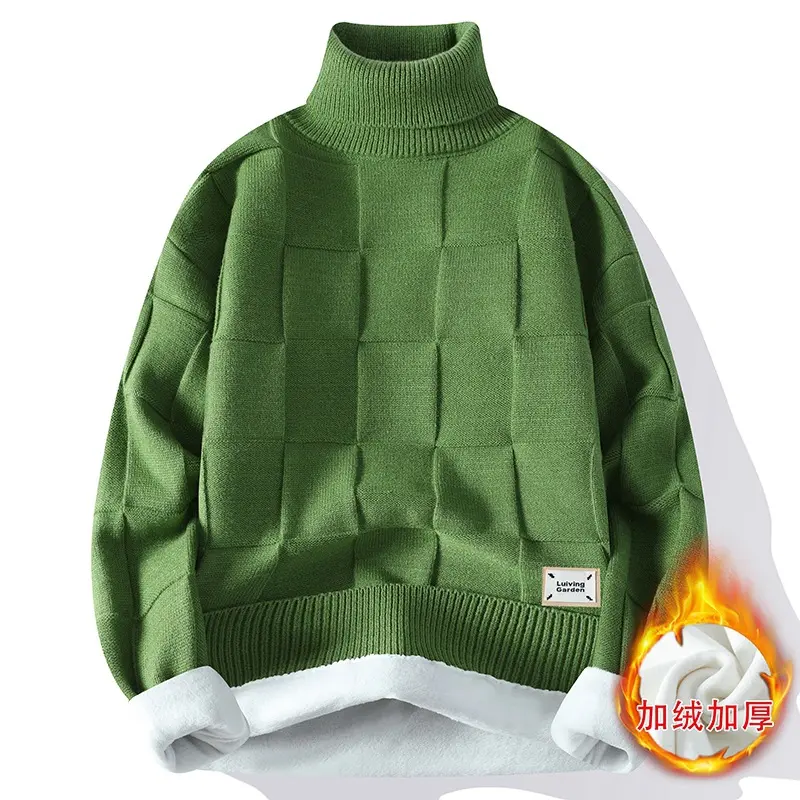 New Winter Men Fleece Warm Turtlenecks Sweaters Man Knitted Loose Casual Pullovers Good Quality Male Winter Sweaters Size 4XL