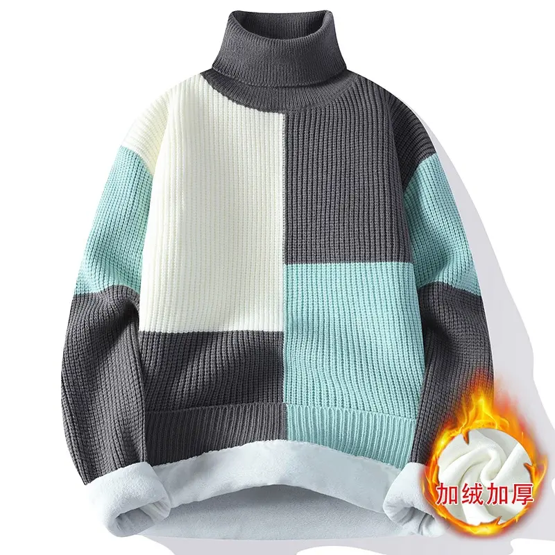 New Winter Men Fleece Warm Turtlenecks Sweaters Man Knitted Loose Casual Pullovers Good Quality Male Winter Sweaters Size 4XL