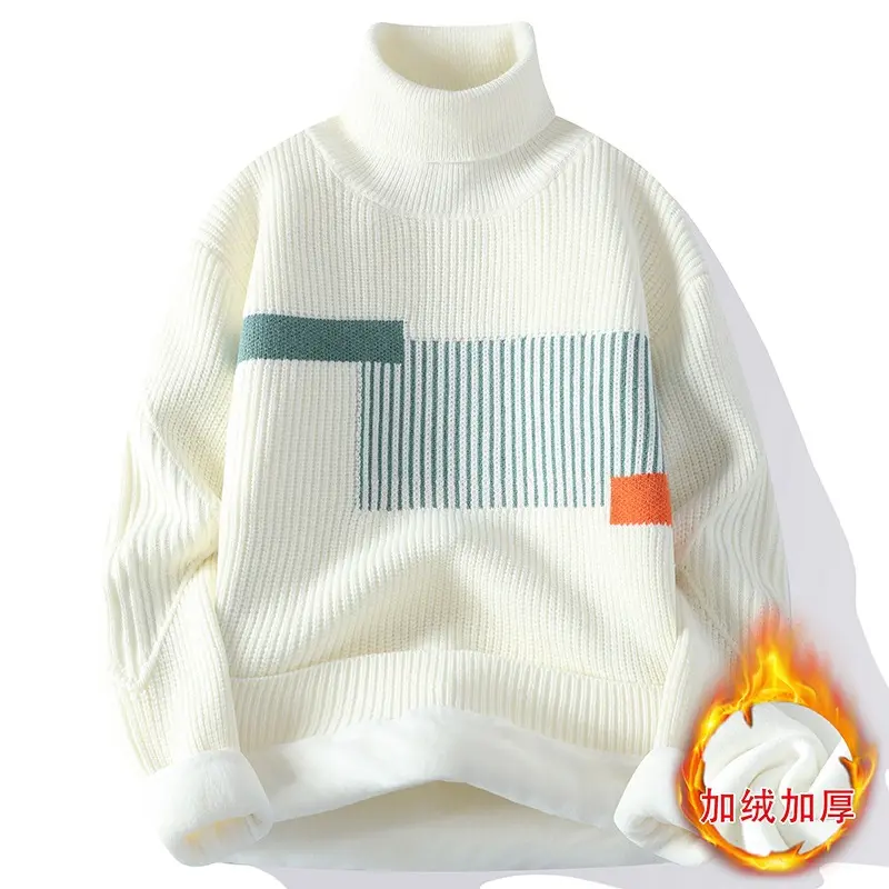 New Winter Men Fleece Turtlenecks Sweaters Man Warm Knitted Pullovers Man Casual Sweaters Good Quality Male Pullovers Size 4XL