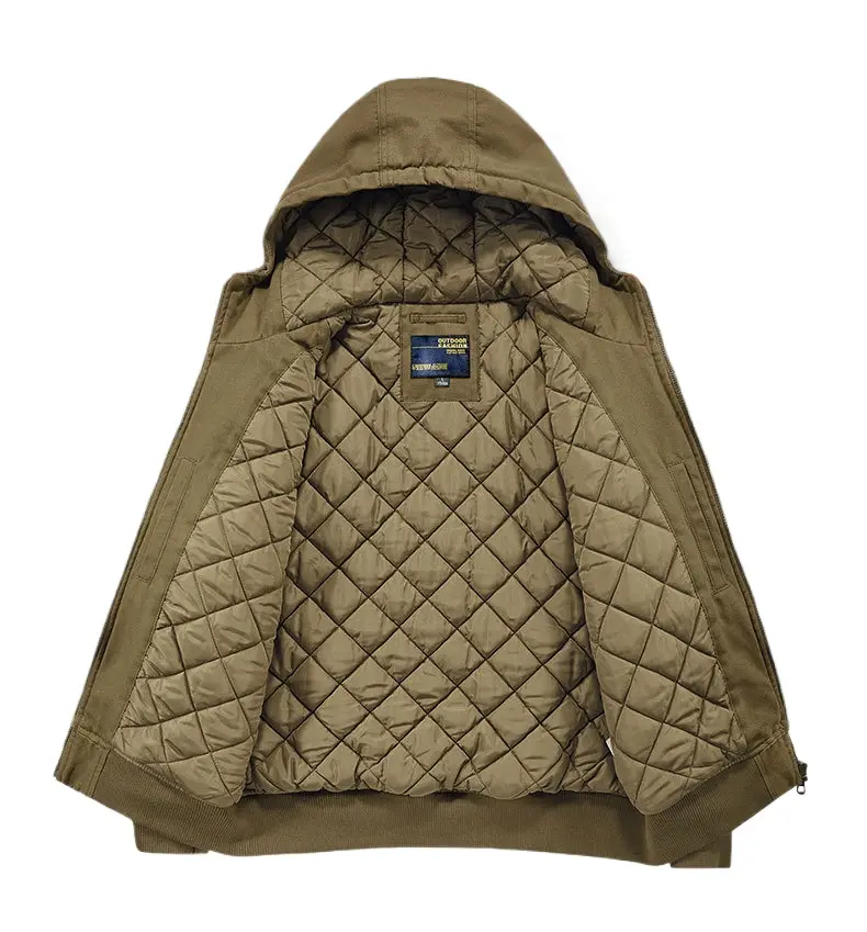 New Fashion Men Hooded Thicker Winter Dowm Jackets Man Multiple Pockets Casual Cargo Jackets Male Loose Bomber Jackets Coats 5XL