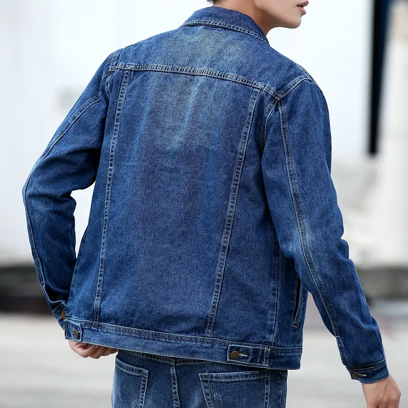 Men Blue Classic Denim Jackets Solid Jean Coats High Quality Male Cotton Denim Coats New Spring Outwear Casual Cowboy Jackets 5X